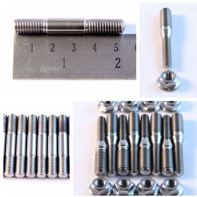 DIN 934 Hex Titanium Bolts Nuts , DIN 938 Gr2 Titanium Stud Bolt M14 M18 M20 1